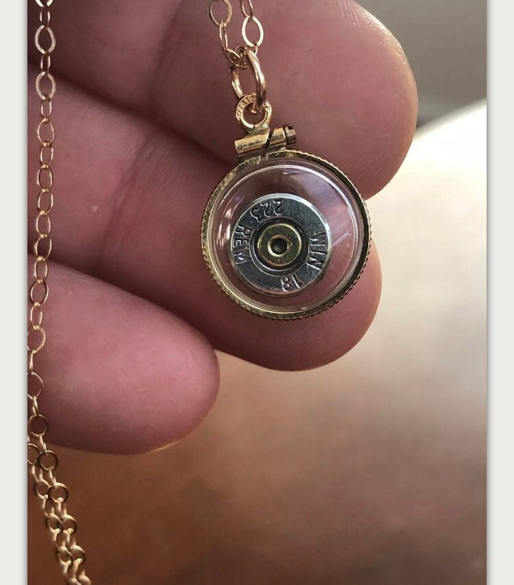 223 bullet necklace,Vintage 12k gold filled locket