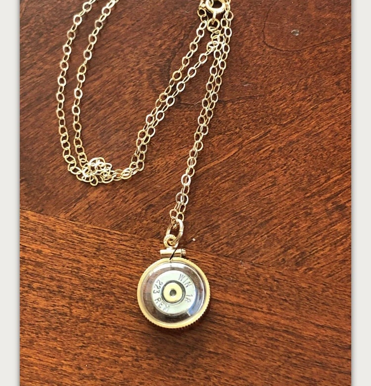 223 bullet necklace,Vintage 12k gold filled locket