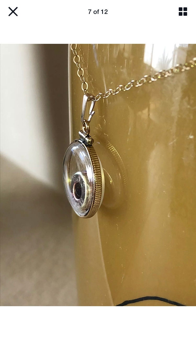 40 cal bullet necklace with floating amethyst Vintage 12k gold filled locket