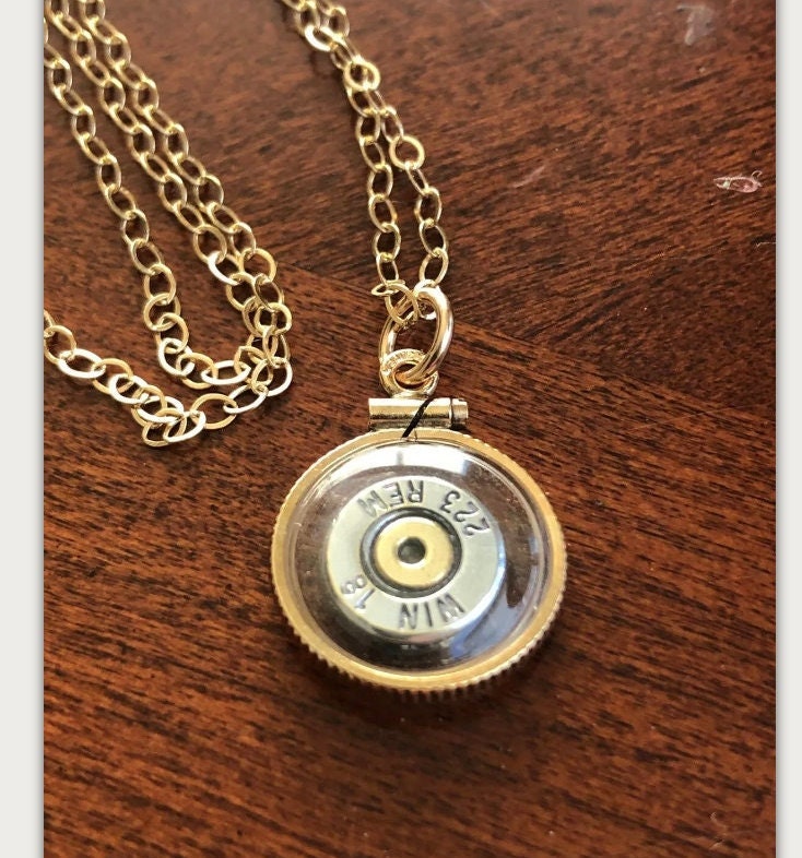 223 bullet necklace,Vintage 12k gold filled locket