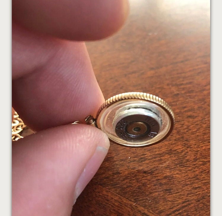 223 bullet necklace,Vintage 12k gold filled locket