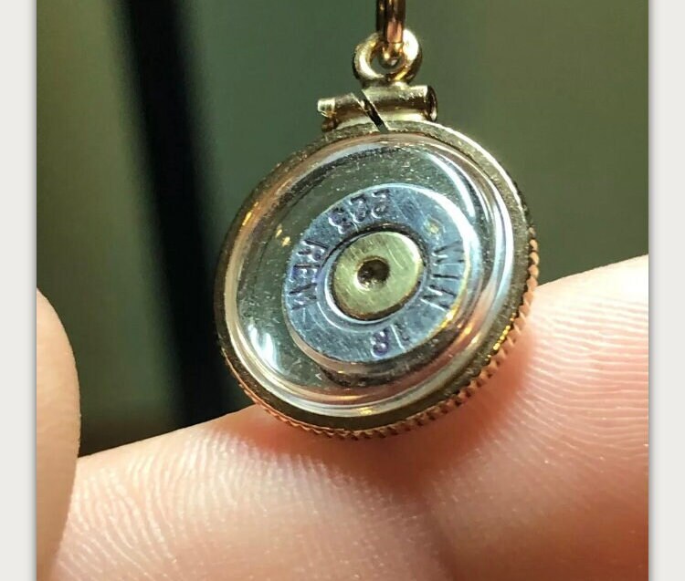 223 bullet necklace,Vintage 12k gold filled locket