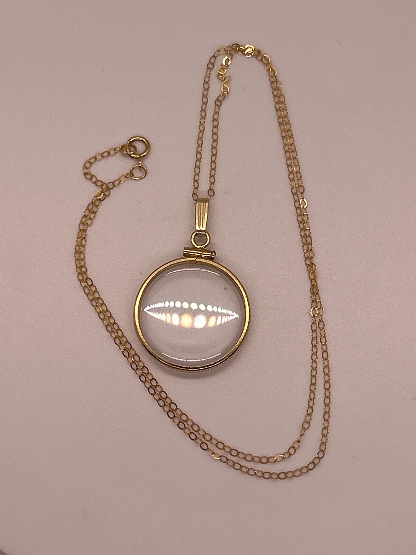 Solid 14k gold Empty large 21.5 mm Handmade shaker Locket w/ FREE small SCREW DRIVER waiting for your little treasures, with chain