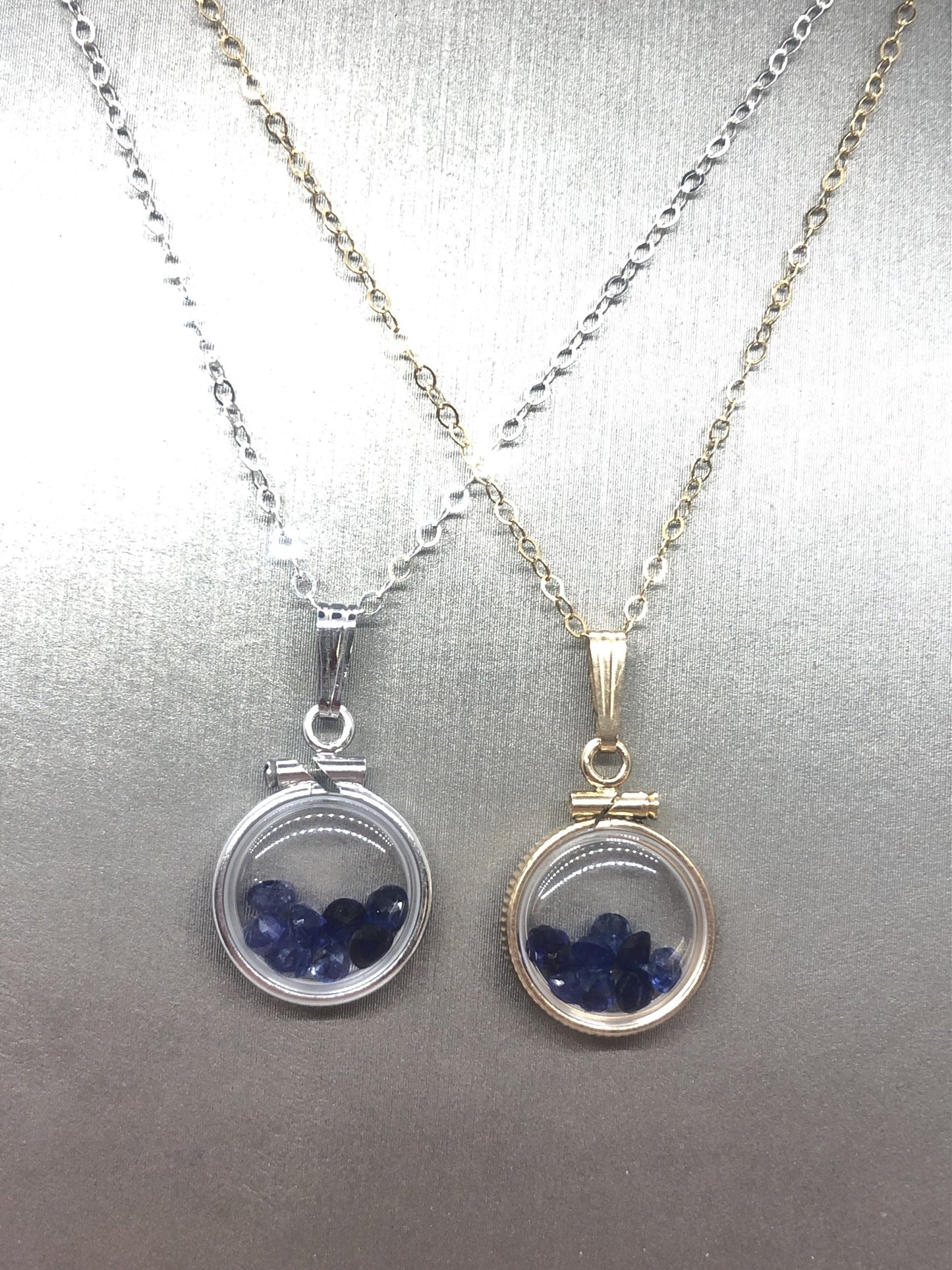 Diminutive 1.6 TCW Sapphire Shaker Locket 14k Gold Filled or Sterling Silver filled w/ beautiful September Birthstone