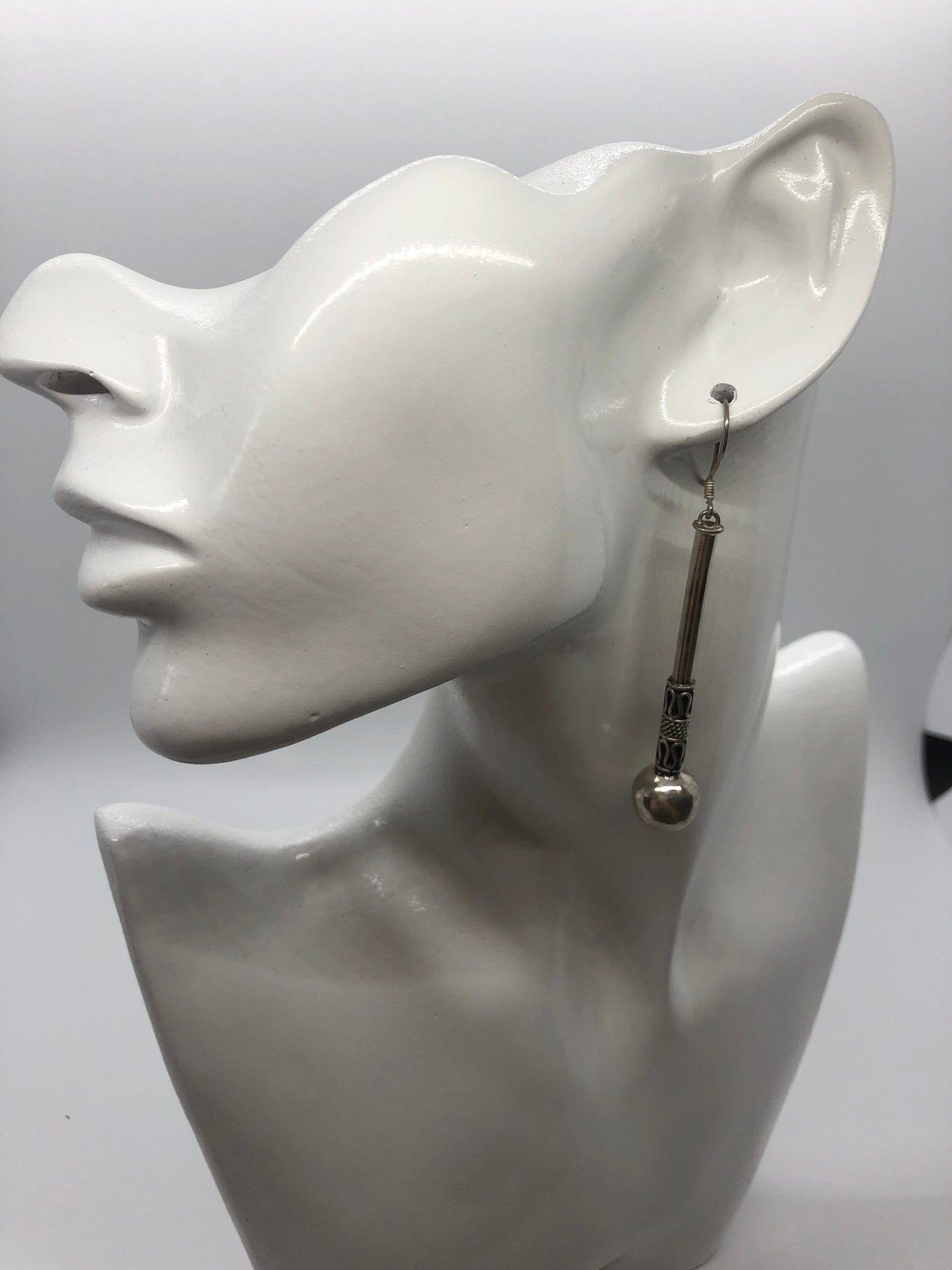 Hand made Indonesian Large Vintage Sterling Silver Earrings new old stock, Hammers