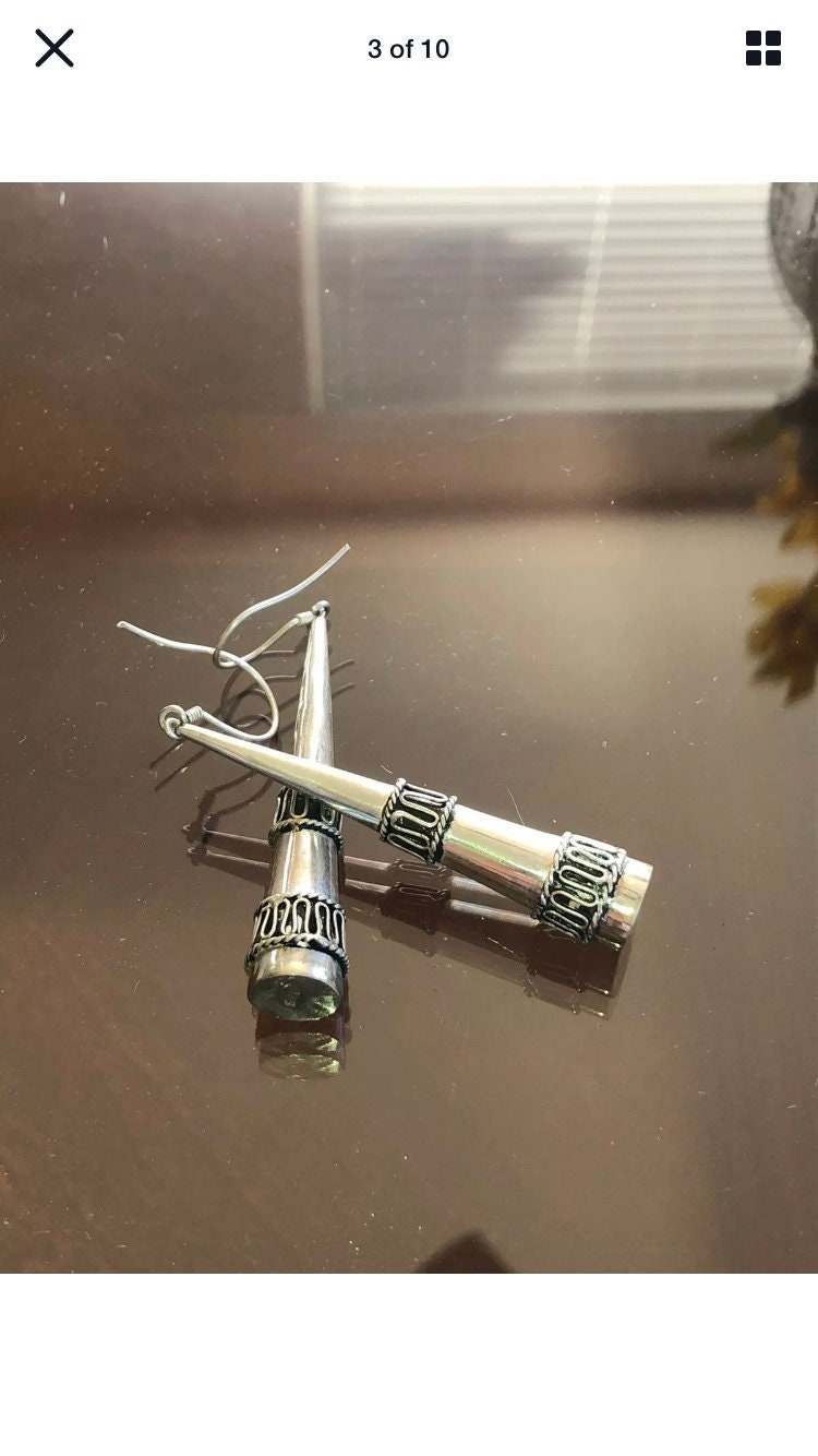 Large Handmade Sterling Dangle Earrings Indonesia, Vintage old stock, Beautiful