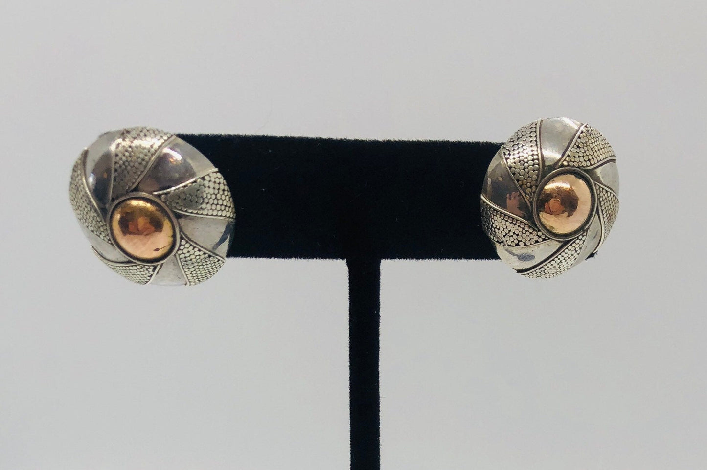 Vintage Handmade Sterling Silver and Gold Wash Earrings Indonesia, Vintage old stock, Beautiful