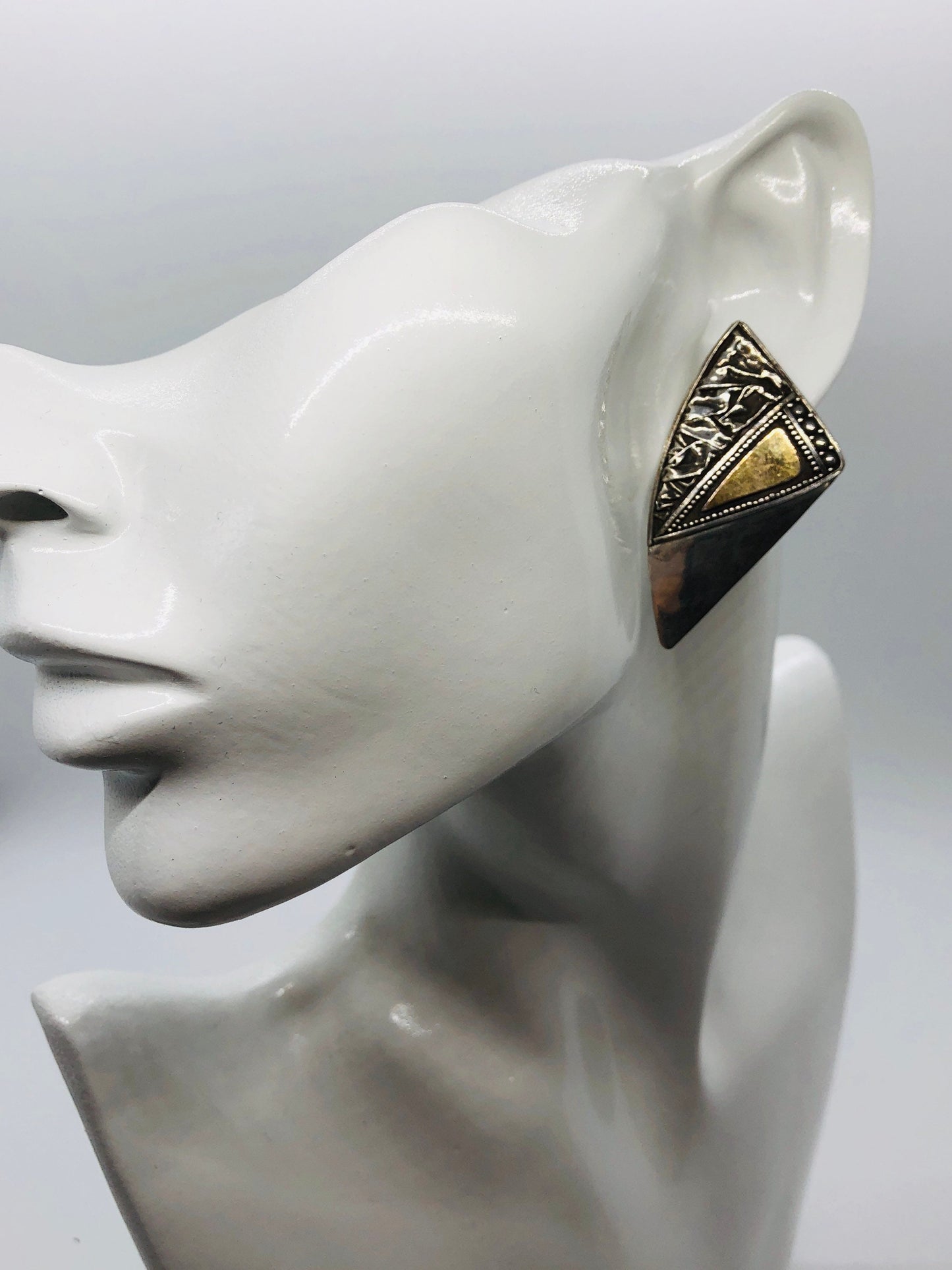 Vintage Handmade Sterling Silver and Gold Wash Earrings Indonesia, Vintage old stock, Beautiful