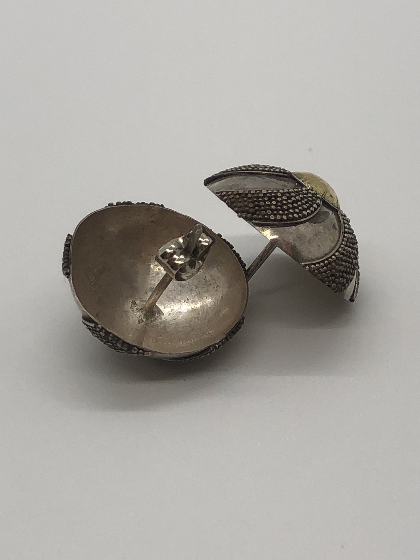 Vintage Handmade Sterling Silver and Gold Wash Earrings Indonesia, Vintage old stock, Beautiful