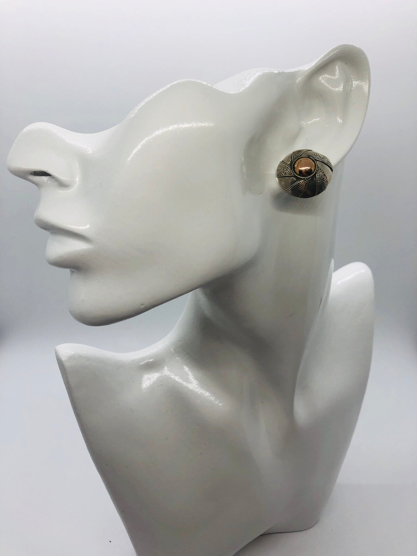 Vintage Handmade Sterling Silver and Gold Wash Earrings Indonesia, Vintage old stock, Beautiful