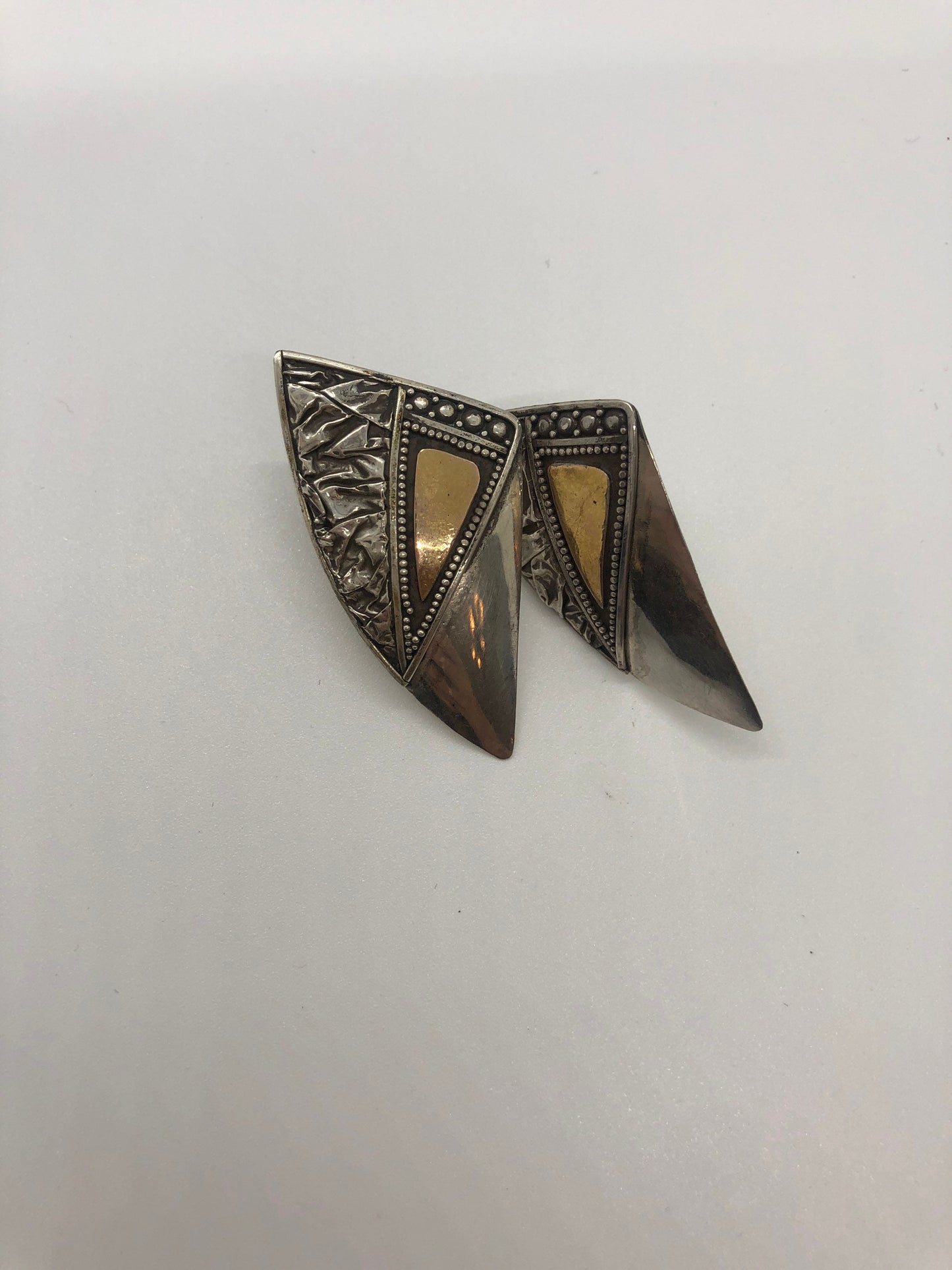 Vintage Handmade Sterling Silver and Gold Wash Earrings Indonesia, Vintage old stock, Beautiful