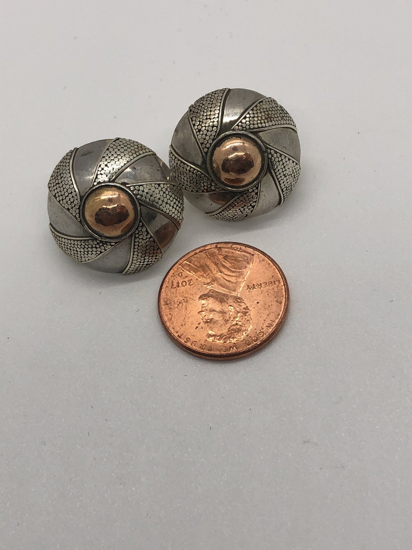 Vintage Handmade Sterling Silver and Gold Wash Earrings Indonesia, Vintage old stock, Beautiful