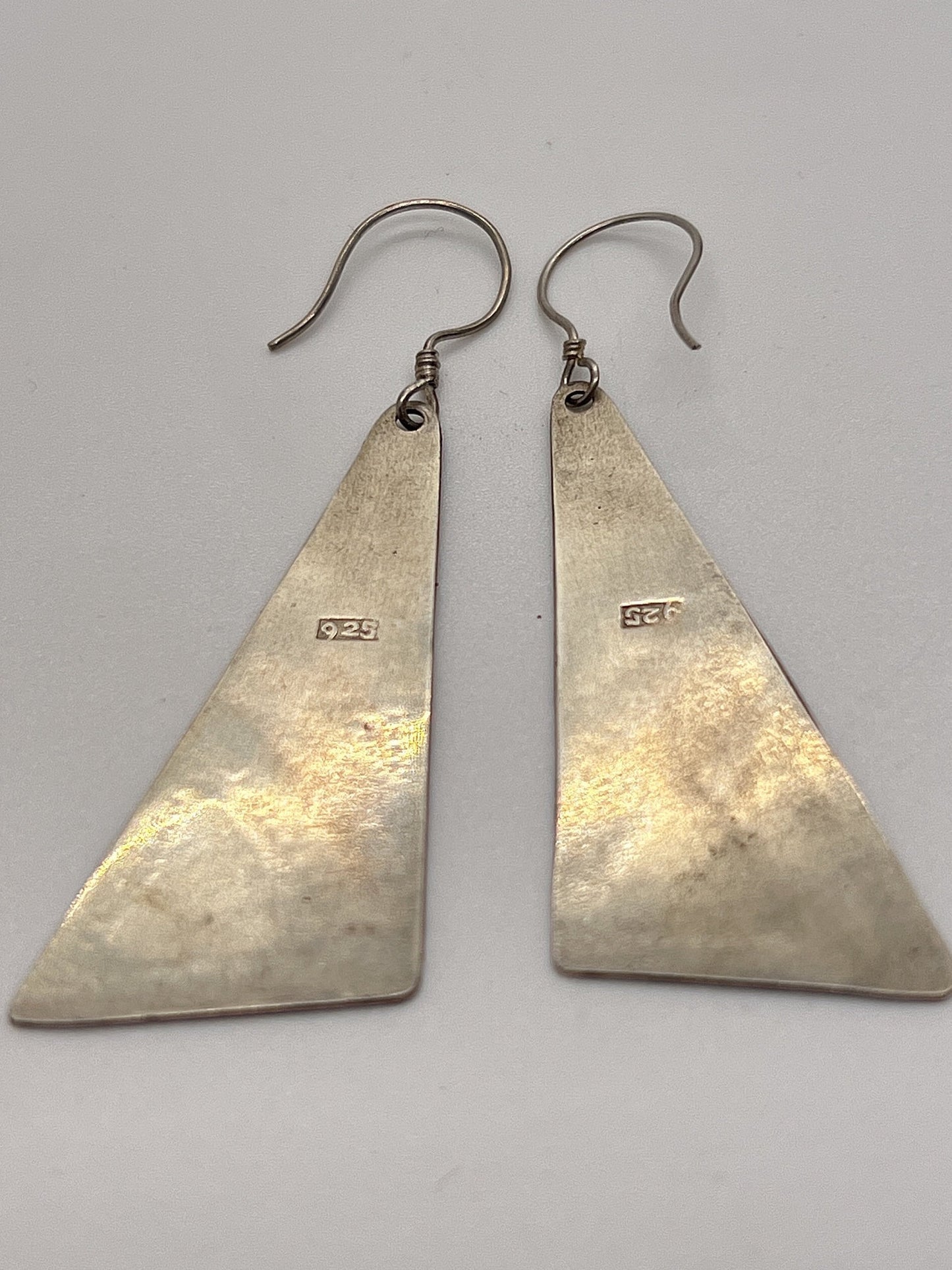 Vintage Hand made Indonesian Sterling Silver with Gold Wash Earrings, Large, new old stock, Ornate, French hook