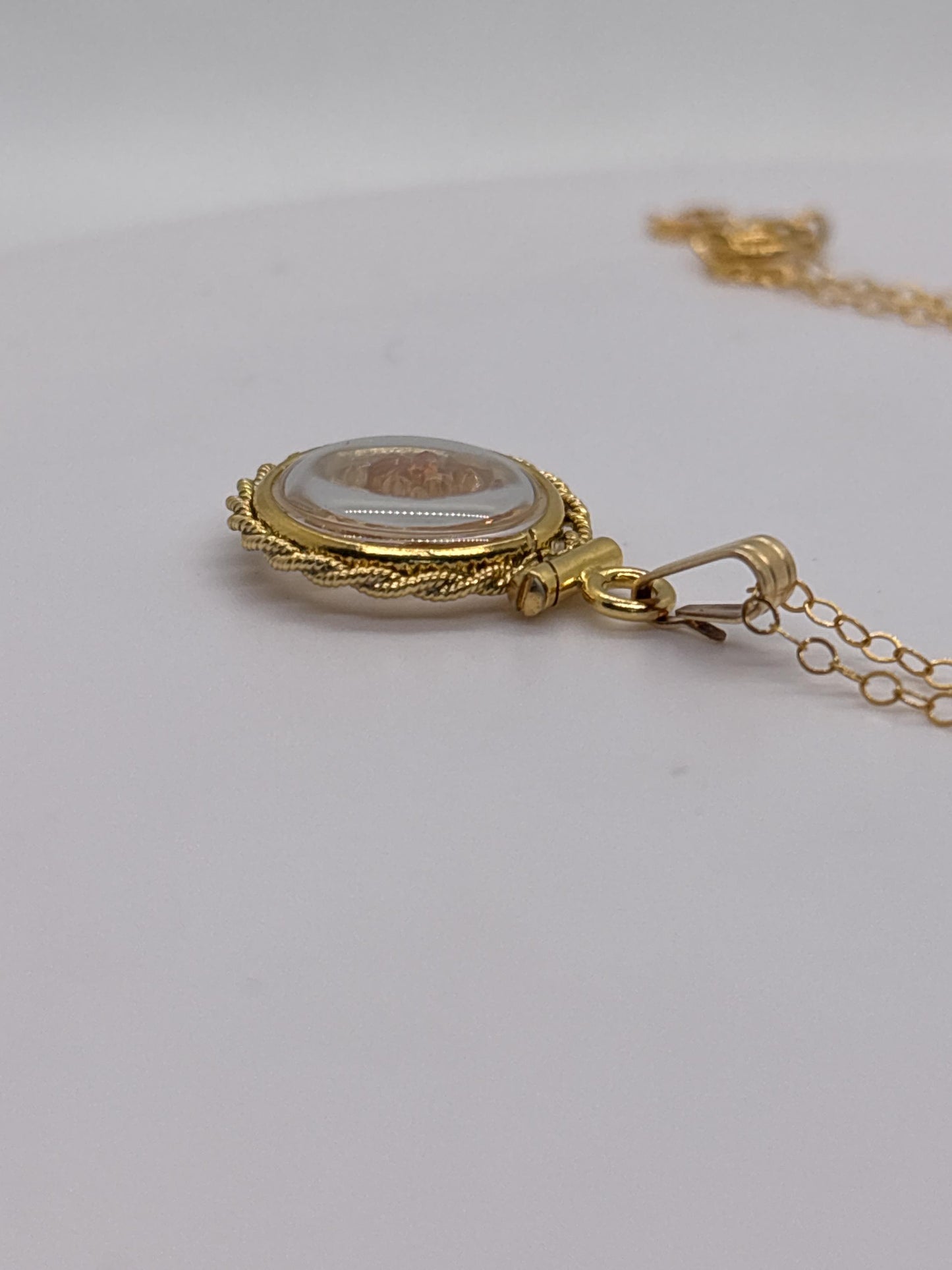 Handmade 12.5 mm 14k gold filled Genuine Gemstone Shaker Locket with twisted Rope edge bezel, 0.75 cttw. Citrine, November Birthstone