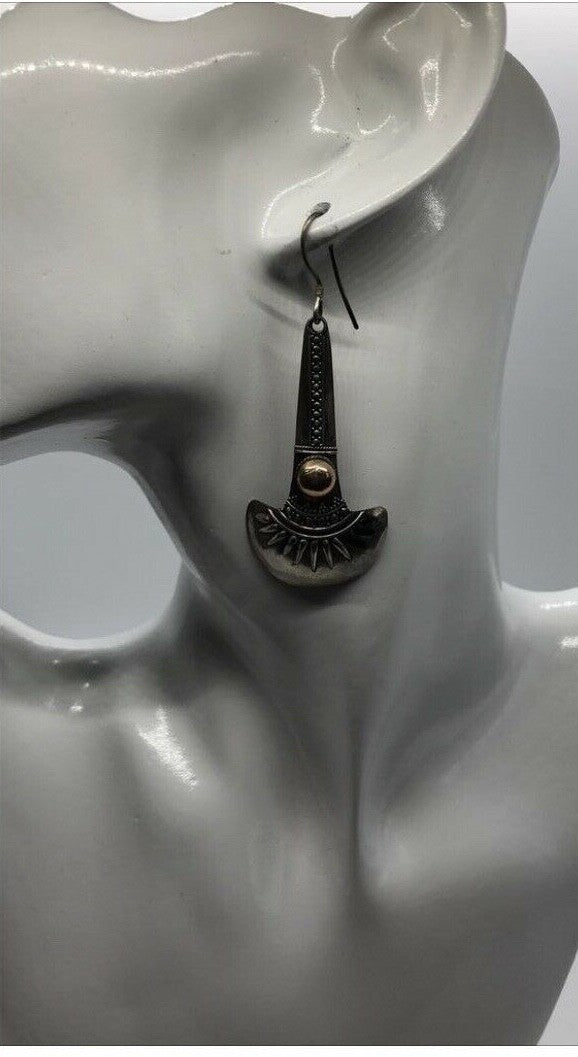 Sterling Silver Handmade Vintage Earrings, Indonesia, gold wash and amethyst