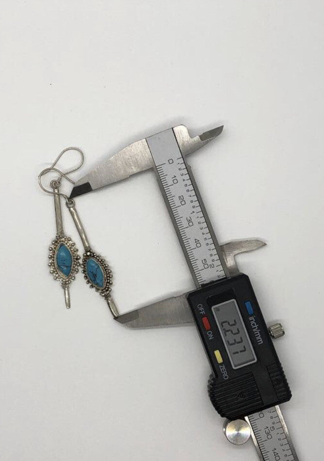 Large handmade sterling silver earring, Indonesia, unique Turquoise stone