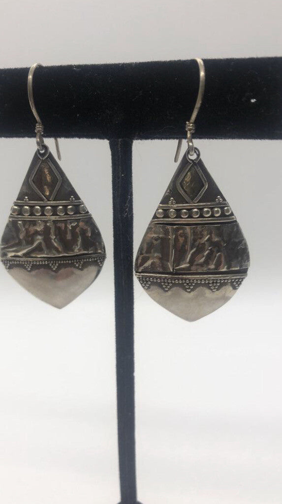 Handmade Sterling silver & gold wash Earrings Indonesia, Vintage old stock