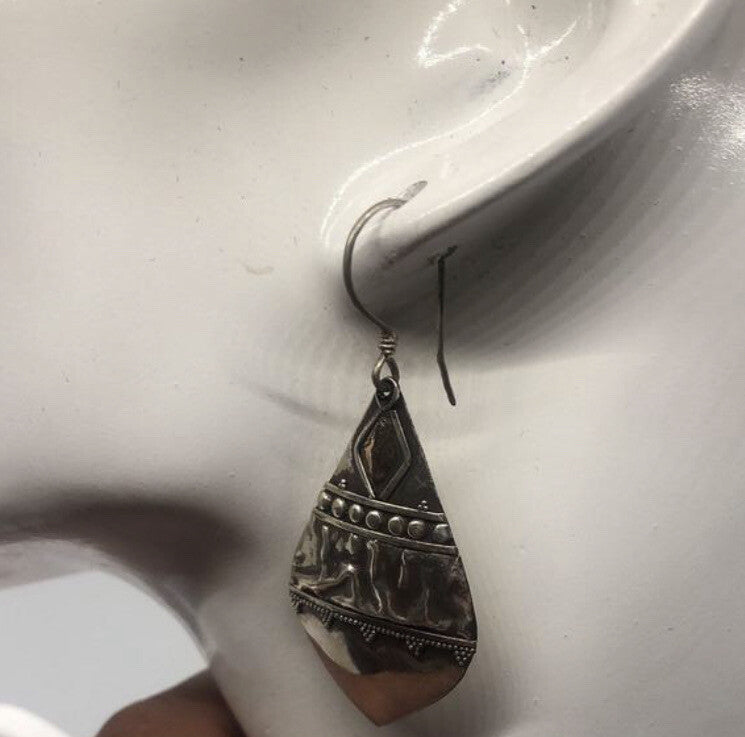 Handmade Sterling silver & gold wash Earrings Indonesia, Vintage old stock