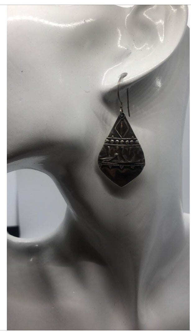 Handmade Sterling silver & gold wash Earrings Indonesia, Vintage old stock