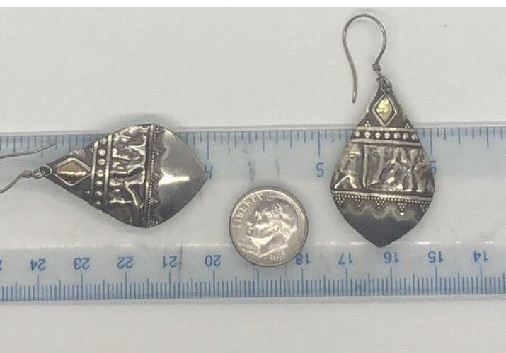 Handmade Sterling silver & gold wash Earrings Indonesia, Vintage old stock