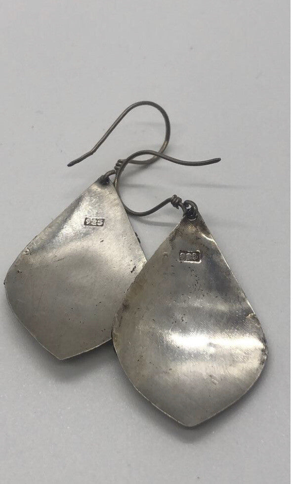 Handmade Sterling silver & gold wash Earrings Indonesia, Vintage old stock