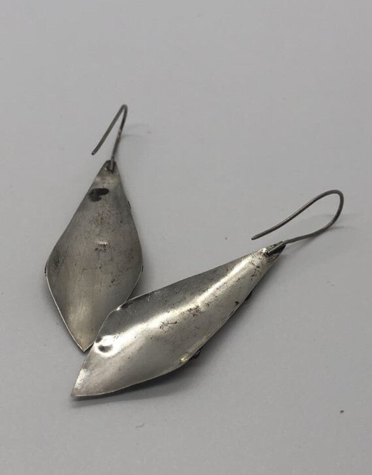 Handmade Sterling silver & 18k gold wash Earrings Indonesia, Vintage old stock