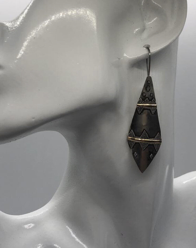 Handmade Sterling silver & 18k gold wash Earrings Indonesia, Vintage old stock