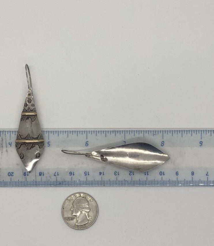 Handmade Sterling silver & 18k gold wash Earrings Indonesia, Vintage old stock