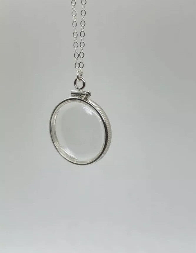 Empty Shaker locket back to back view locket Sterling Silver with chain, 20 mm