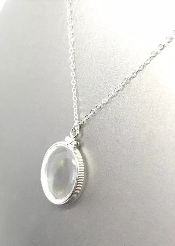 Empty Shaker locket back to back view locket Sterling Silver with chain, 20 mm