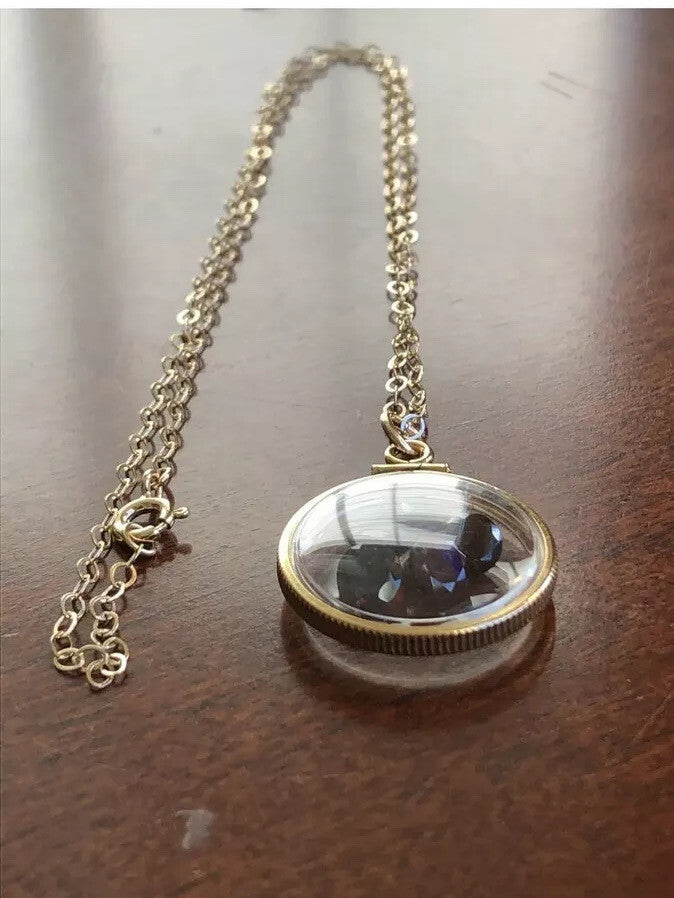 20mm Vintage 12k gold filled Shaker locket with five floating genuine Garnets