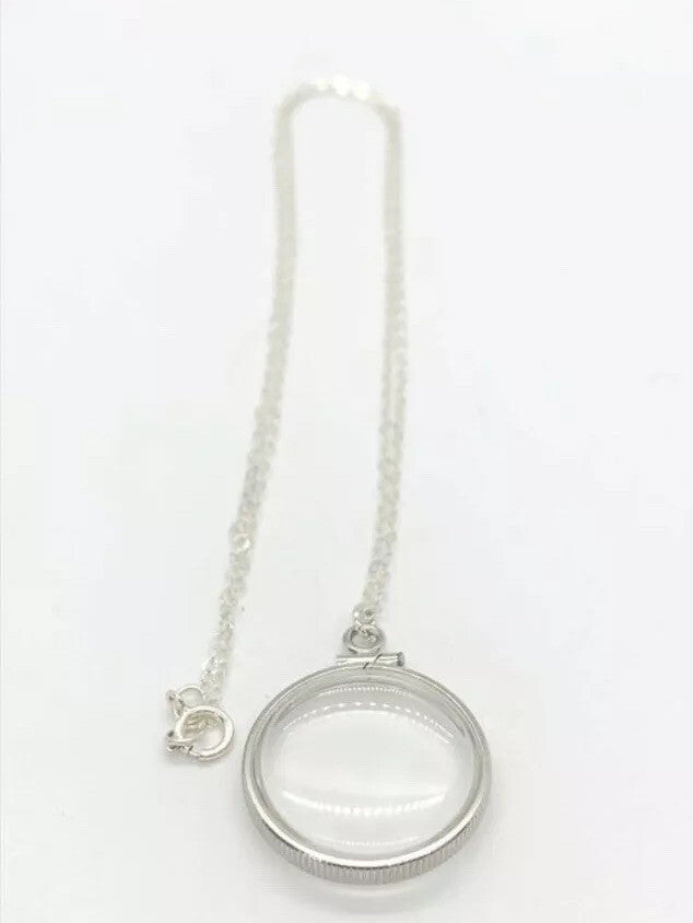 Empty Shaker locket back to back view locket Sterling Silver with chain, 20 mm