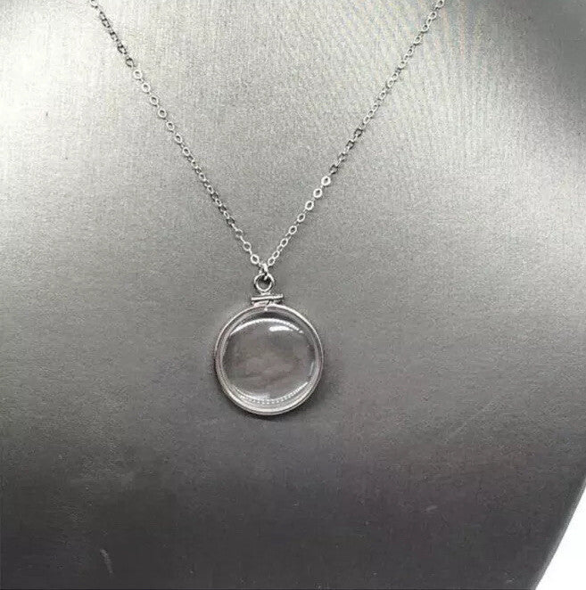 Empty Shaker locket back to back view locket Sterling Silver with chain, 20 mm