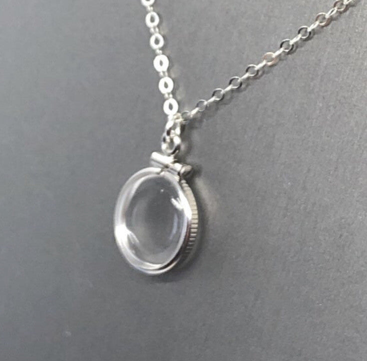 Empty Shaker locket back to back view locket Sterling Silver with chain, 12.5 mm