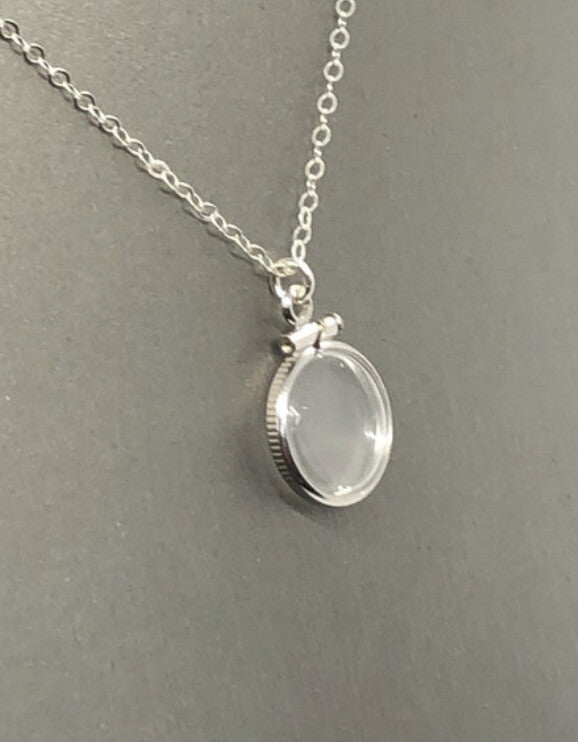 Empty Shaker locket back to back view locket Sterling Silver with chain, 12.5 mm