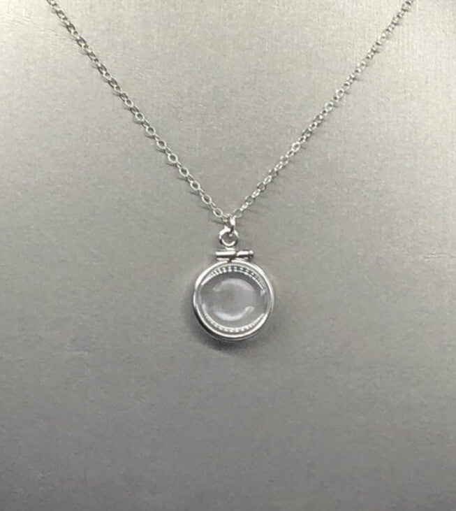 Empty Shaker locket back to back view locket Sterling Silver with chain, 12.5 mm