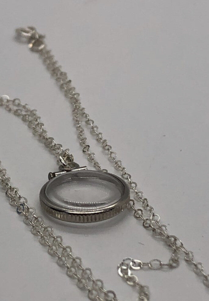 Empty Shaker locket back to back view locket Sterling Silver with chain, 12.5 mm