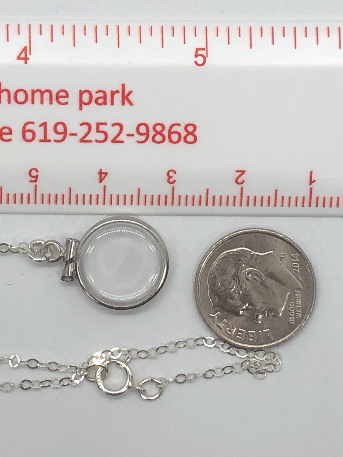 Empty Shaker locket back to back view locket Sterling Silver with chain, 12.5 mm