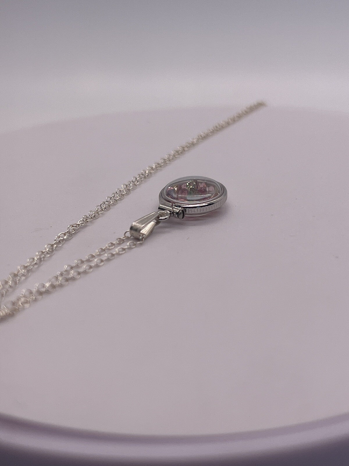 Diminutive Silver Tourmaline Shaker Locket Lucite, October Birthstone. 1.6 TCW