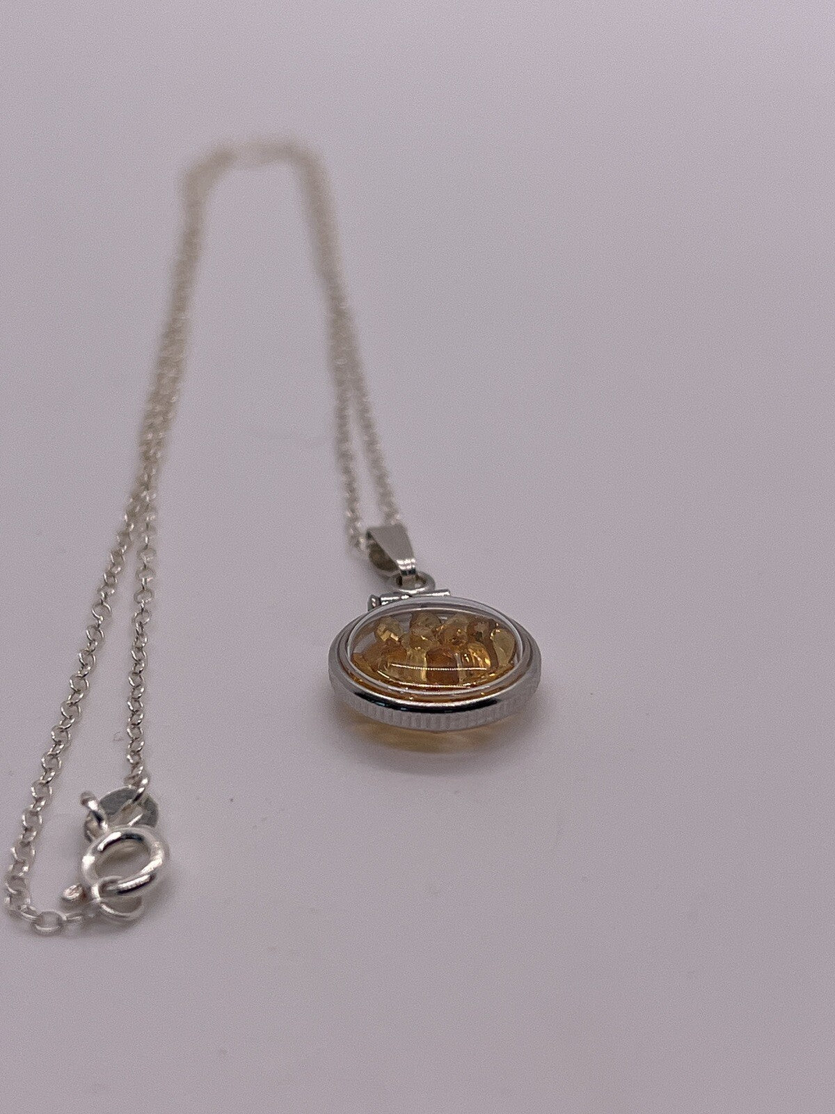 Diminutive Silver Citrine Shaker Locket Lucite, November birthstone 1.15 TCW