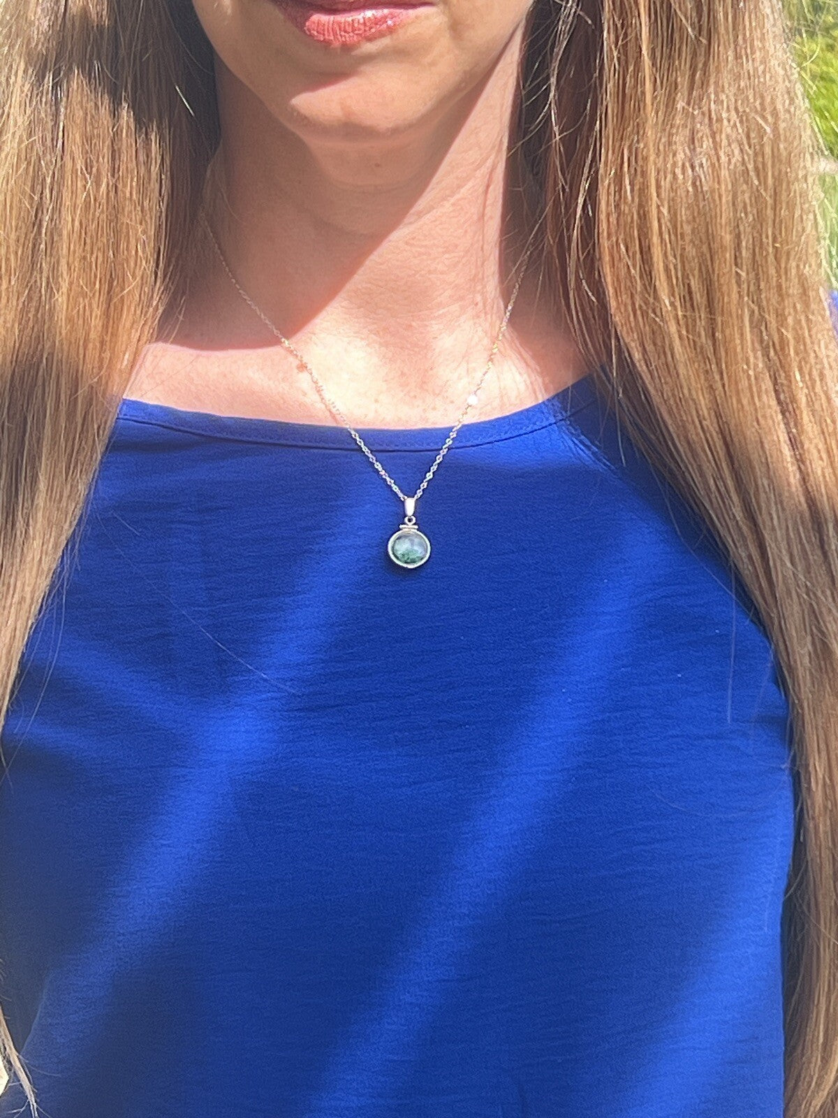 Diminutive Sterling Silver Emerald Shaker Locket Lucite, May birthstone 1.1 TCW