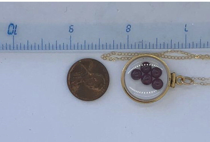 Vintage 12k gold filled locket with floating 5 beautiful Garnet cabochons 4 TCW