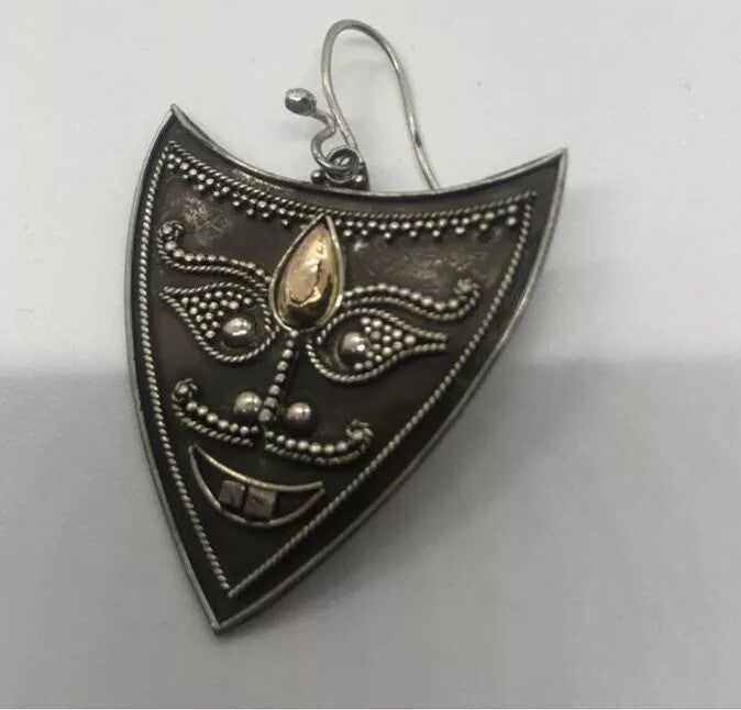 Handmade Sterling silver Dangle Earrings Indonesia, Vintage old stock, Beautiful