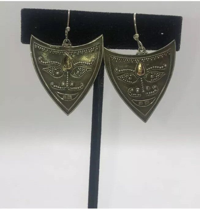 Handmade Sterling silver Dangle Earrings Indonesia, Vintage old stock, Beautiful