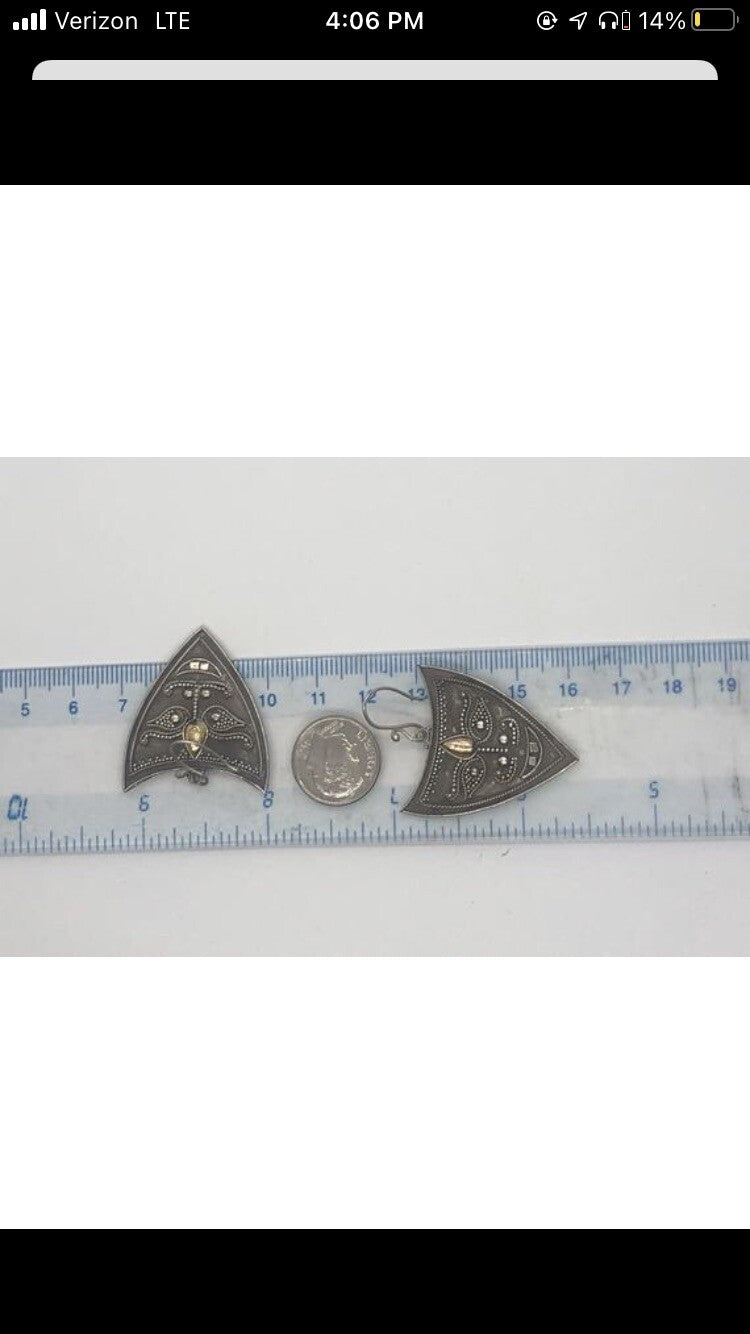 Handmade Sterling silver Dangle Earrings Indonesia, Vintage old stock, Beautiful