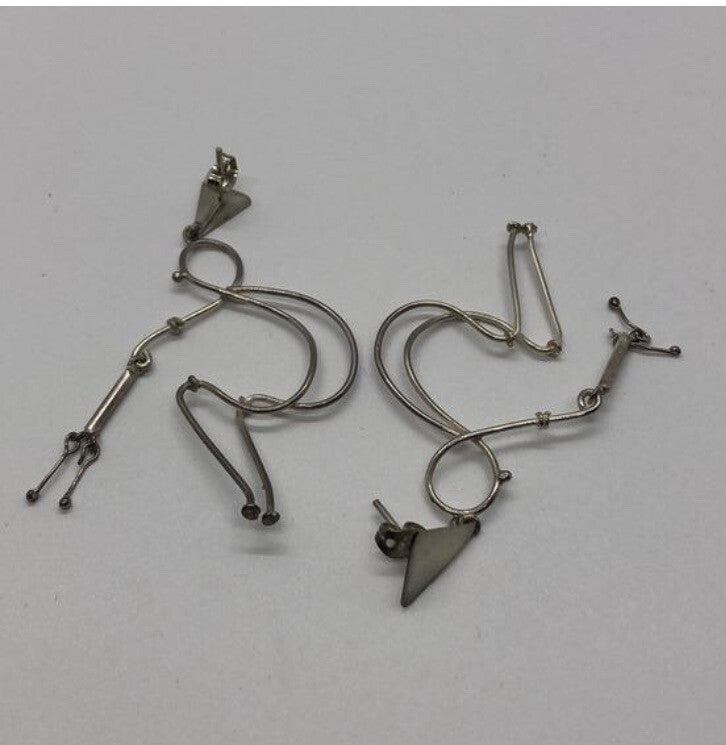 Large handmade sterling silver earring, Indonesia, unique human form