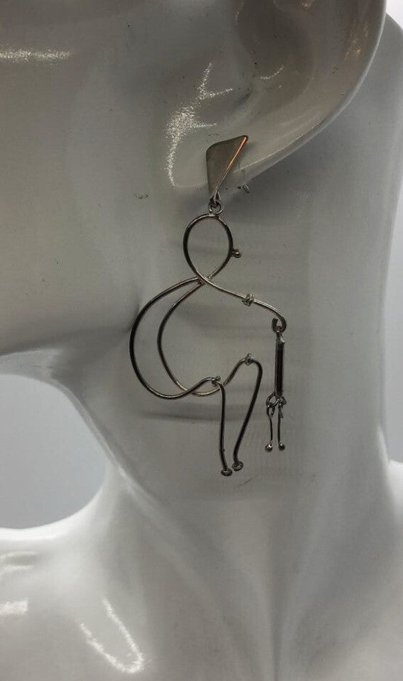 Large handmade sterling silver earring, Indonesia, unique human form