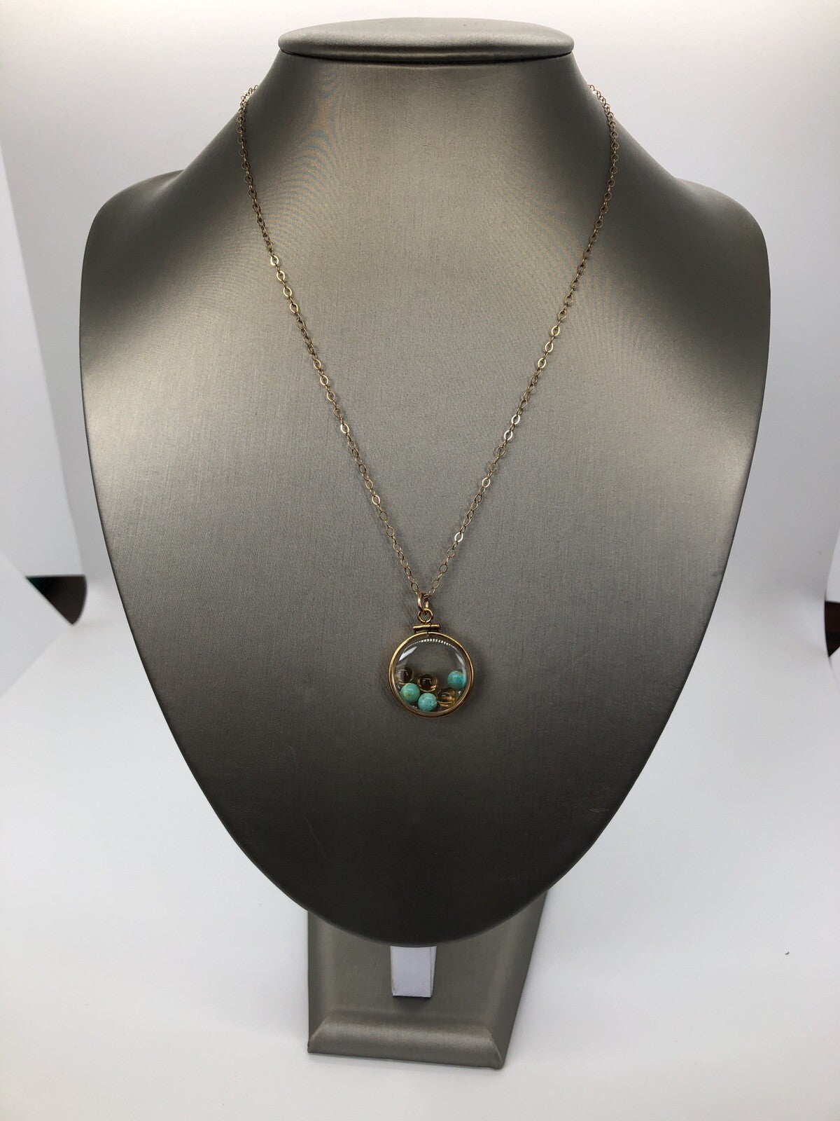 Vintage 12k gold filled Shaker locket with beautiful mix citrine and turquoise