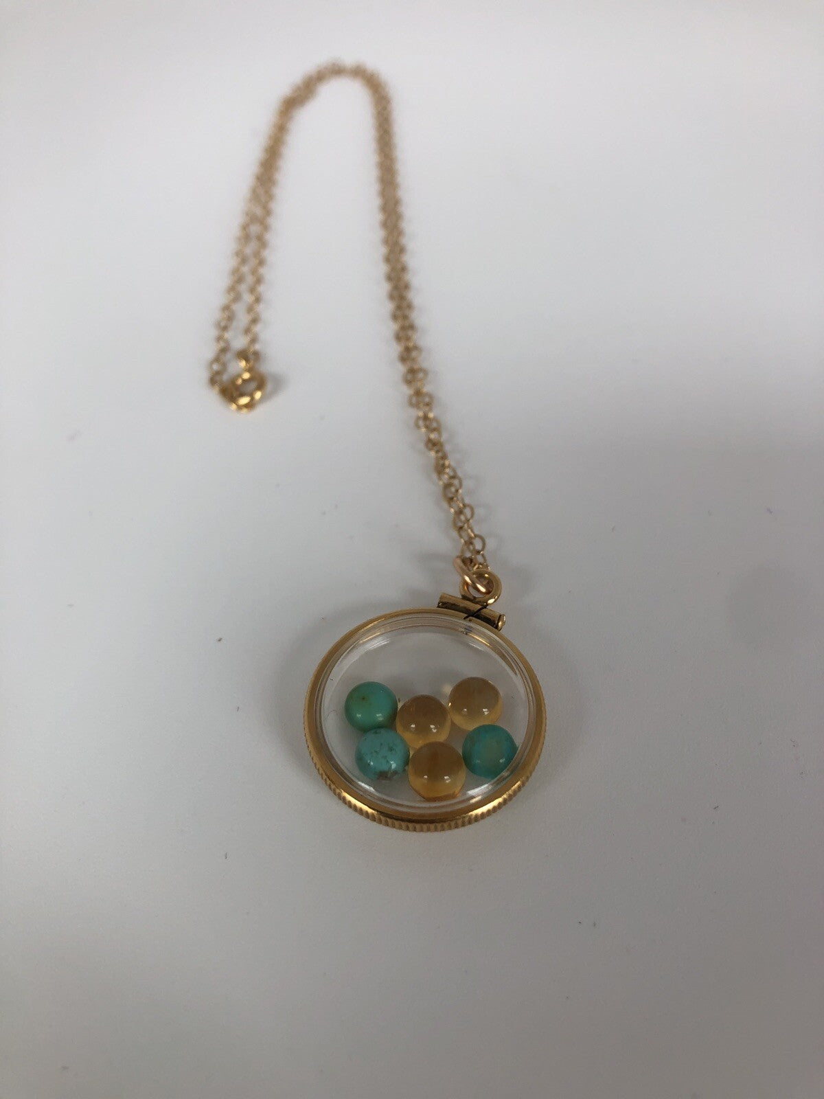 Vintage 12k gold filled Shaker locket with beautiful mix citrine and turquoise