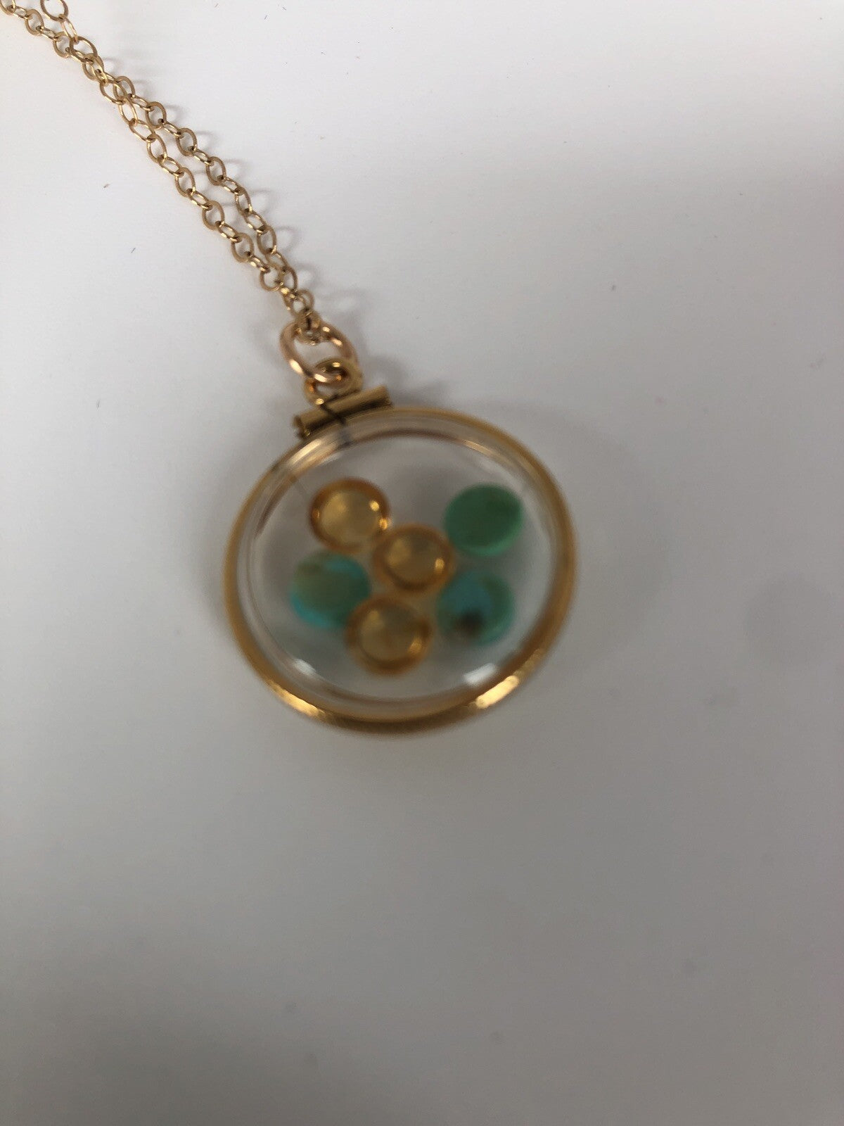 Vintage 12k gold filled Shaker locket with beautiful mix citrine and turquoise